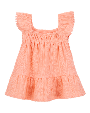 Baby Flutter Knit Textured Dress - Pink, 