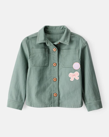Toddler Girl Patchwork Cotton Long-Sleeve Utility Fashion Jacket - Green, 