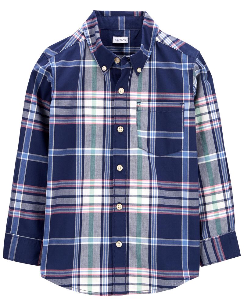 Kid Button-Front Plaid Shirt , image 1 of 2 slides