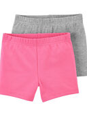 Pink - Kid 2-Pack Pink & Grey Shorts