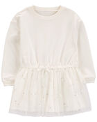 Toddler Glitter Long-Sleeve Cotton Dress, image 1 of 4 slides