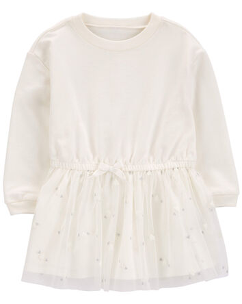 Toddler Glitter Long-Sleeve Cotton Dress, 