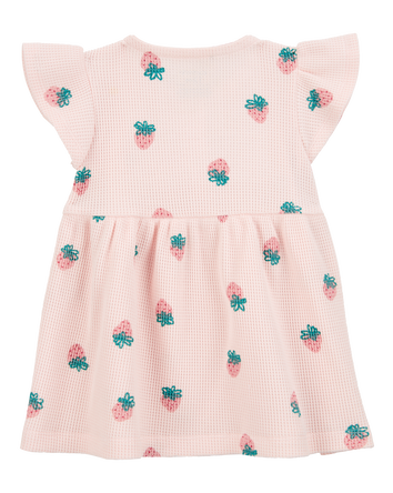 Baby Strawberry Waffle Knit Dress, 