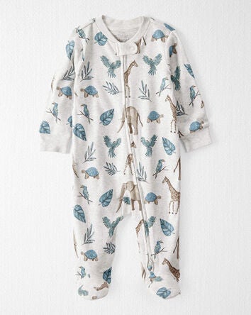 Baby Organic Cotton Safari-Print Sleep & Play Pajamas, 