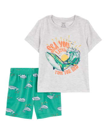 Toddler Boy 2-Piece Whale Loose Fit Pajamas, 
