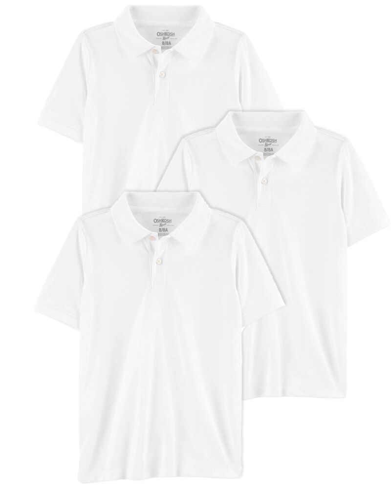 Kid 3-Pack Pique Cotton Uniform Polos, image 1 of 3 slides