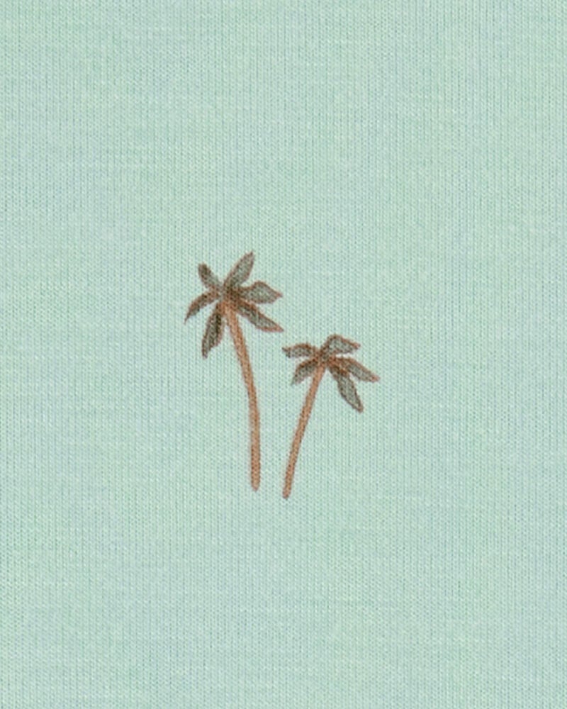 Toddler Palm Tree Print PurelySoft 2-Piece Pajamas - Mint, image 3 of 5 slides