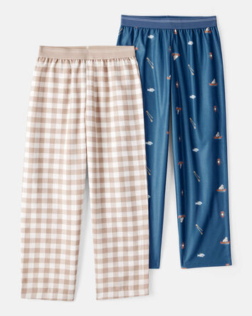 Kid 2-Pack Plaid Camping Pajama Pants, 