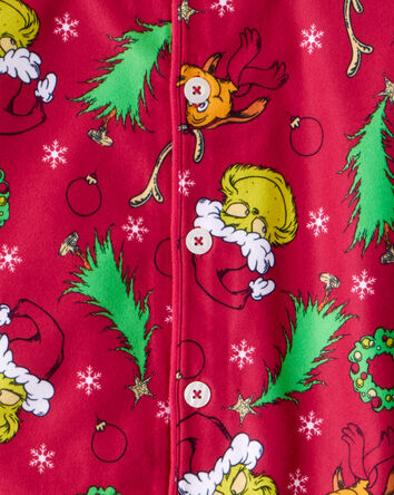 Kid Dr. Seuss™ The Grinch Print Fleece Long-Sleeve Loose Fit 2-Piece Pajamas - Red, 