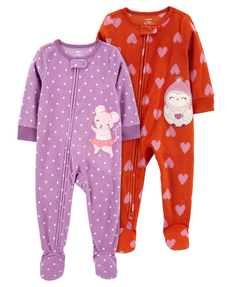 Baby 2-Pack 1-Piece Fleece Footie Pajamas, image 1 of 4 slides