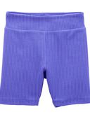 Purple - Kid Ribbed Bike Shorts
