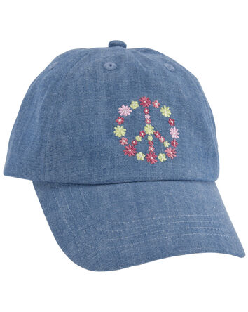 Toddler Peace Sign Chambray Baseball Cap, 