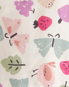 Toddler Girl Butterfly Fruit Print Cotton Long-Sleeve Tee & Pant Set - White, image 2 of 3 slides