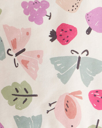 Toddler Girl Butterfly Fruit Print Cotton Long-Sleeve Tee & Pant Set - White, 