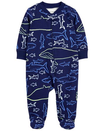 Baby 2-Way Zip Whale Cotton Sleep & Play Pajamas, 
