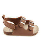 Baby Buckle Faux Cork Sandals - Brown, image 2 of 7 slides