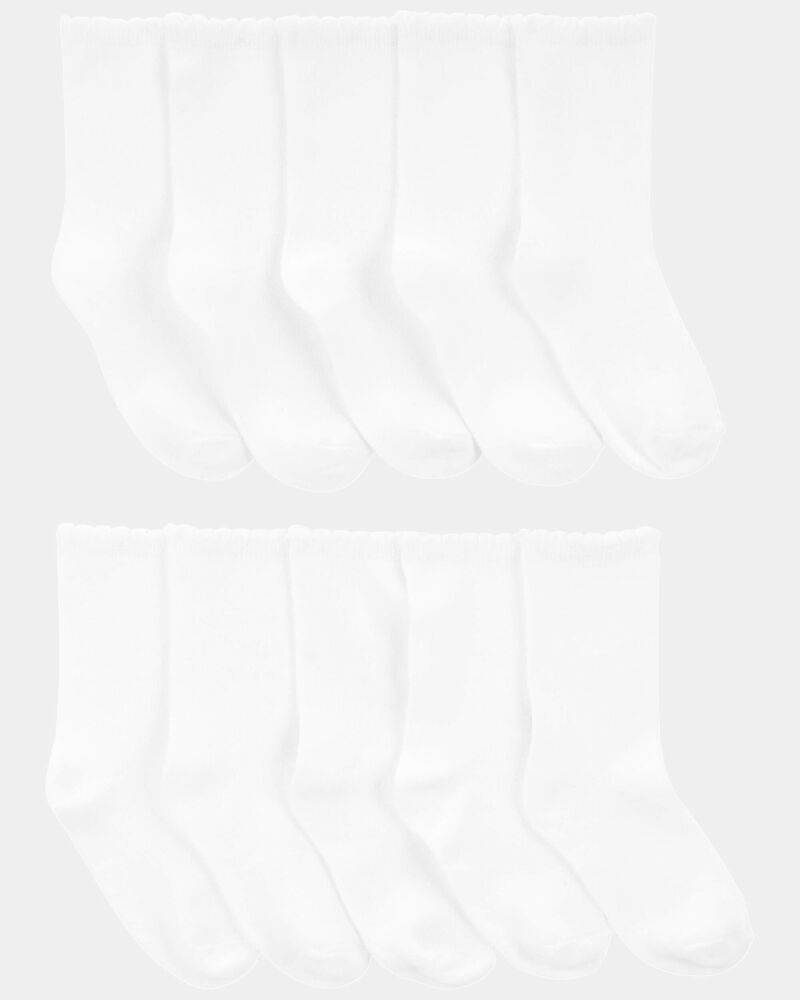 Girls 10-Pack Scallop Crew Socks, image 1 of 2 slides
