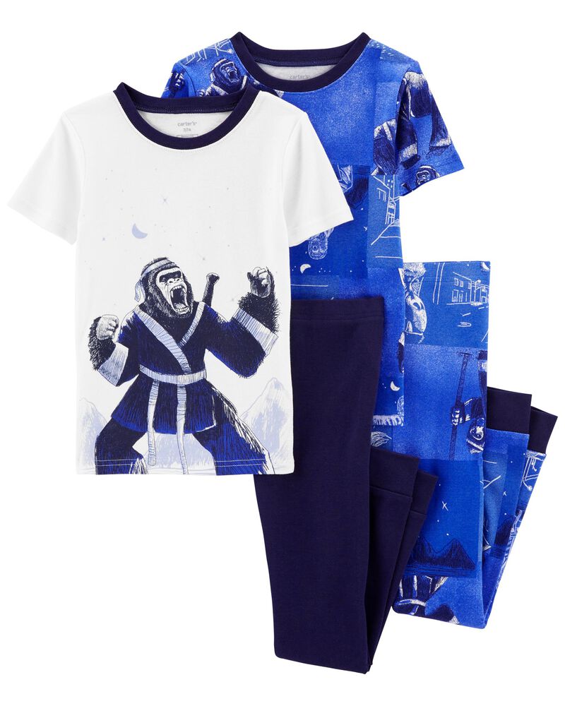 Kid 4-Piece Ninja Gorilla 100% Snug Fit Cotton Pajamas, image 1 of 4 slides