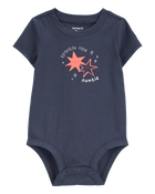 Baby Sparkle Like Auntie Short-Sleeve Bodysuit - Gray, image 1 of 3 slides