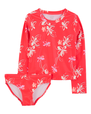 Girls 2-Piece Floral Rashguard Set, 
