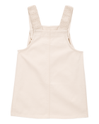 Baby Twill Floral Embroidered Shortalls - Ivory, image 2 of 4 slides