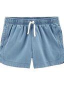 Blue - Pull-On Denim Shorts