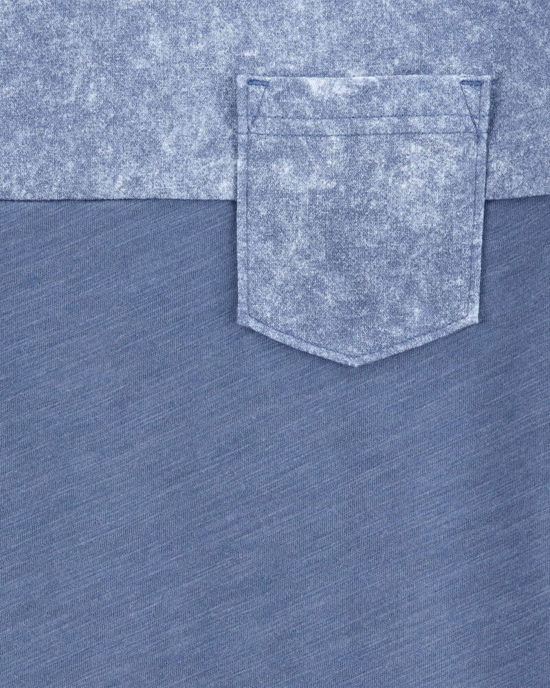 Kid Solid Short-Sleeve Pocket Tee - Blue, image 2 of 3 slides