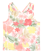 Kid 2-Piece Floral Active Racerback Tank & Flowy Layered Flip Short Set - Pink/Yellow, image 3 of 8 slides