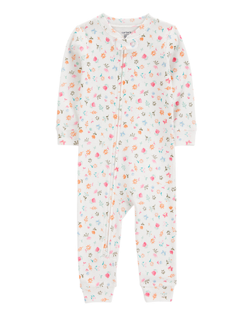 Toddler Girl Floral Print Snug Fit Cotton Footless 1-Piece Pajamas, 