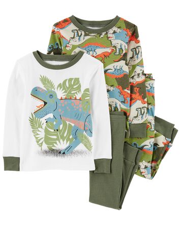 Toddler 4-Piece Dinosaur 100% Snug Fit Cotton Pajamas, 