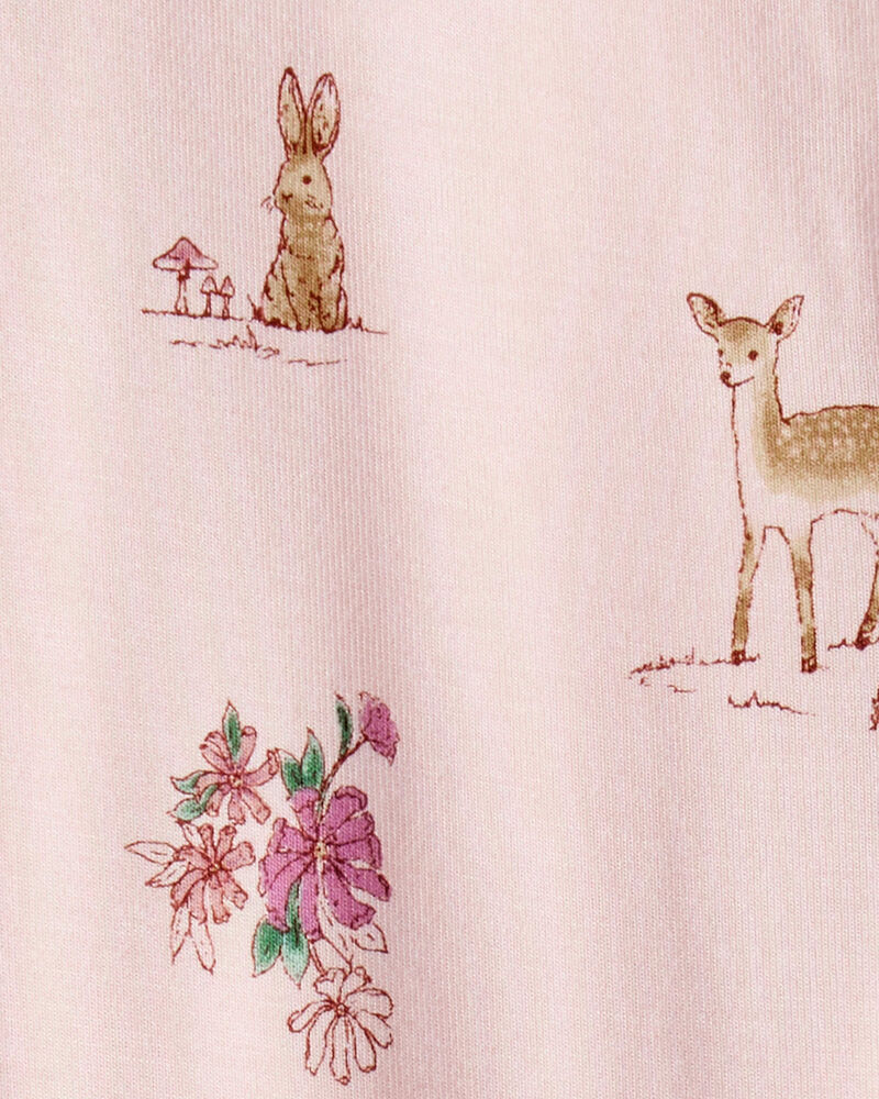 Baby Girl Deer & Floral Print PurelySoft Sleep & Play - Pink, image 4 of 8 slides