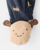Baby Boy Moose Loose Fit 2-Way Zip 1-Piece Pajamas, image 2 of 4 slides