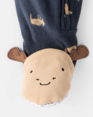 Baby Boy Moose Loose Fit 2-Way Zip 1-Piece Pajamas, 