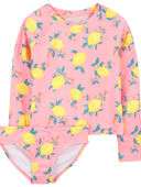 Pink - Kid 2-Piece Rashguard Swimsuit Set