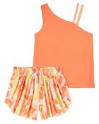 Kid 2-Piece Active Tank In BeCool™ Fabric & Floral Pull-On Flip Shorts Set
, image 1 of 6 slides