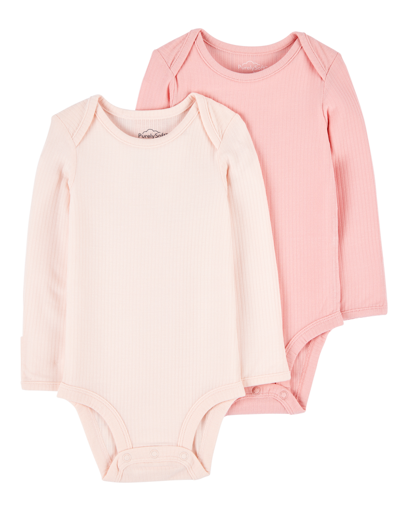 Baby 2-Pack Long-Sleeve PurelySoft Bodysuits, image 1 of 7 slides