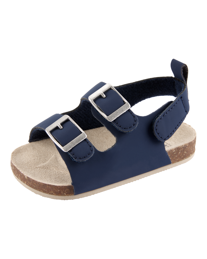 Baby Buckle Faux Cork Sandals  - Navy, image 6 of 7 slides