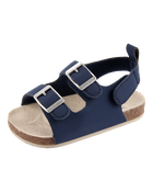 Baby Buckle Faux Cork Sandals  - Navy, image 6 of 7 slides