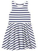 White/Navy Toddler Striped Twirl Dress | carters.com