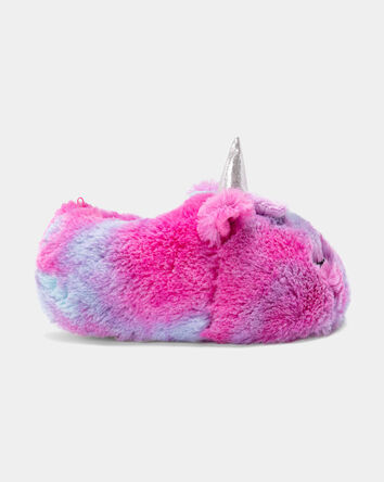 Girls Unicorn Slippers - Pink/Purple, 