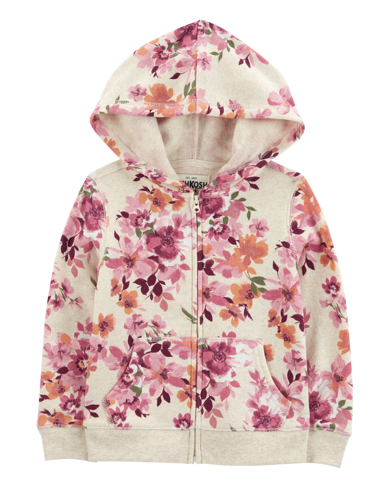 Toddler Floral Print Fleece Jacket, image 1 of 3 slides
