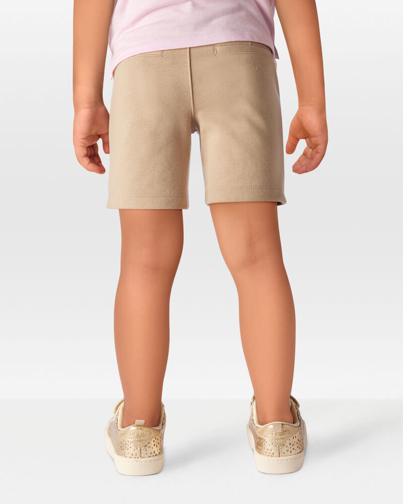 Toddler 2-Pack Ponte Knit Uniform Shorts - Khaki, image 6 of 6 slides