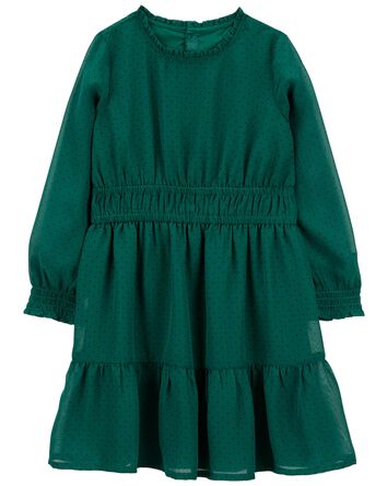 Kid Crepe Chiffon Holiday Dress, 