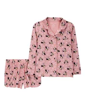 Kid Disney© Minnie Mouse Coat-Style Loose Fit 2-Piece Pajamas - Pink, 