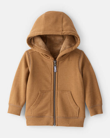 Baby Boy Long-Sleeve Hooded Zip-Up Jacket - Brown, 