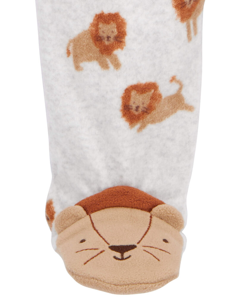 Baby Lion Fleece Zip-Up Footie Sleep & Play Pajamas, image 3 of 6 slides