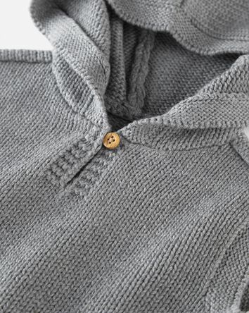 Baby Organic Cotton Sweater Knit Hooded Poncho, 