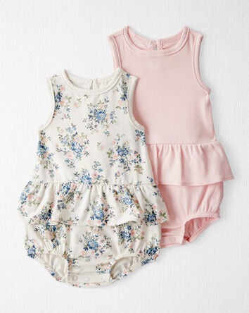 Baby 2-Pack Organic Cotton Bubble Rompers, 