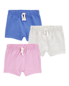 Baby 3-Pack Pull-On Slub Jersey Shorts, image 1 of 10 slides