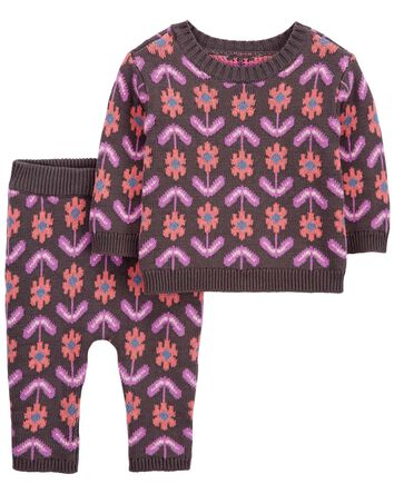 Baby Floral Sweater & Knit Pants Set, 